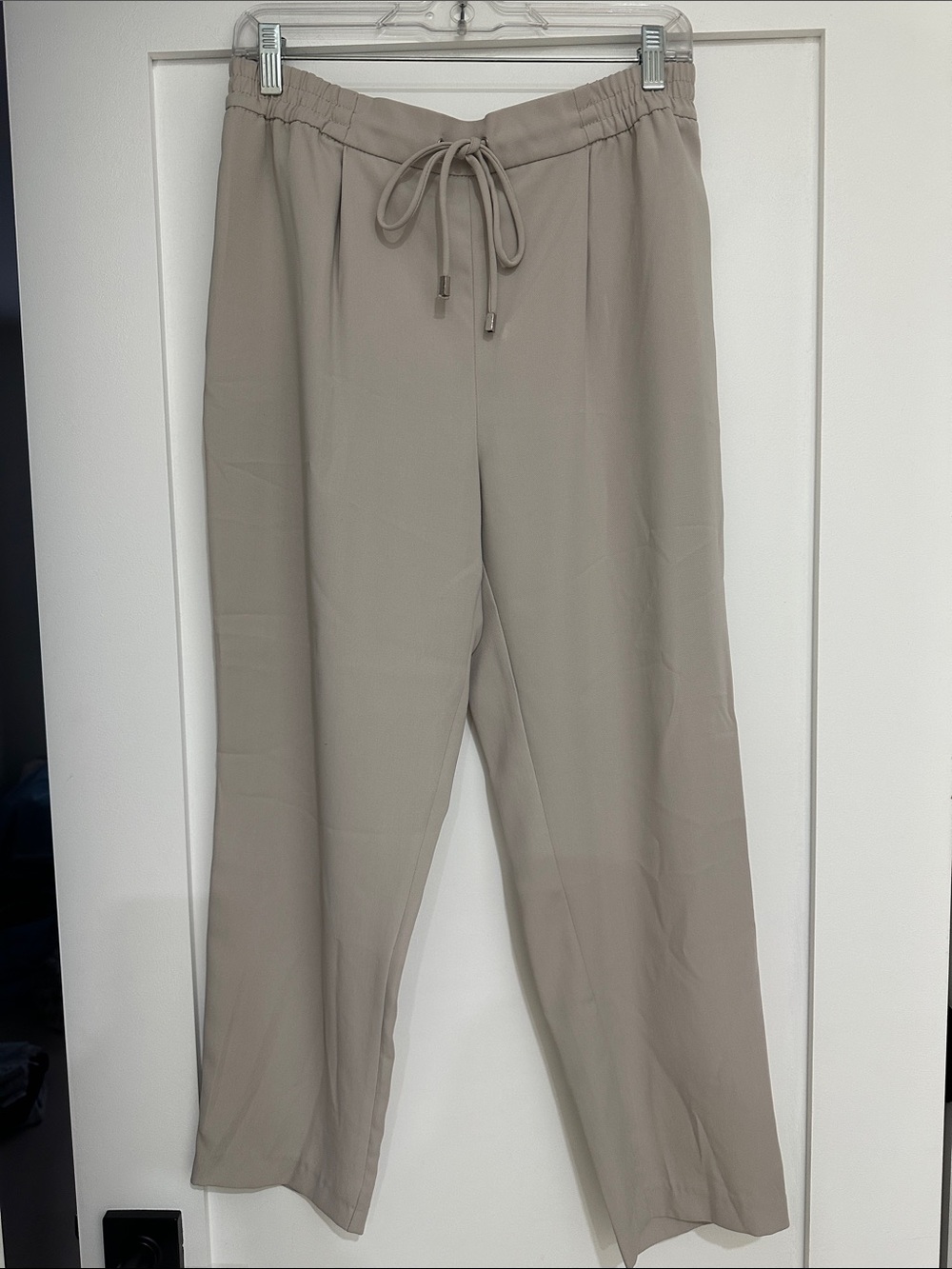 Zara Taupe Wide-Leg Drawstring Pants